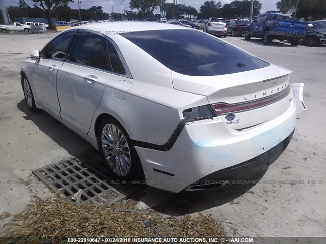 3LN6L2G95DR809478 - 2013 LINCOLN MKZ WHITE photo 3