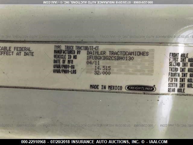 1FUBGKBG2CSBH0130 - 2012 FREIGHTLINER CASCADIA 125  Unknown photo 10