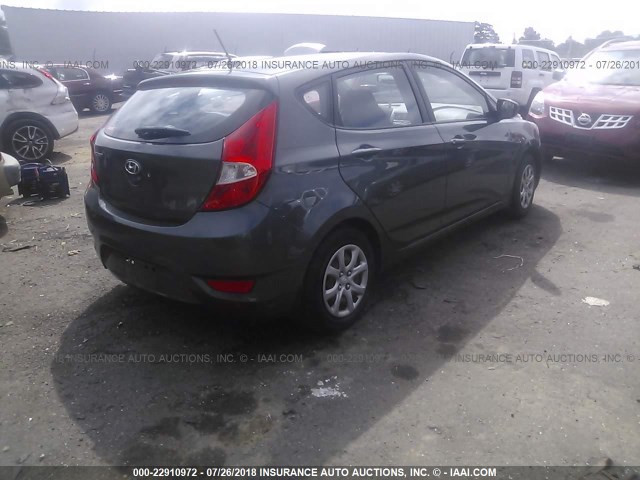 KMHCT5AE5CU050252 - 2012 HYUNDAI ACCENT GLS/GS GRAY photo 4