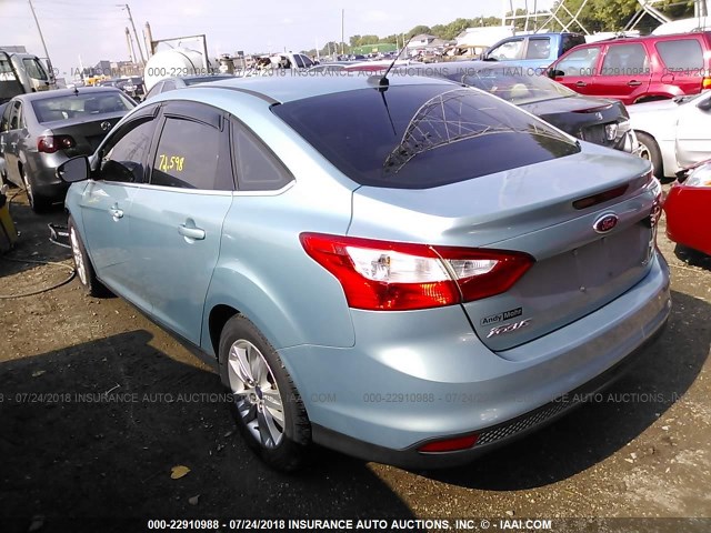 1FAHP3H27CL361370 - 2012 FORD FOCUS SEL Light Blue photo 3