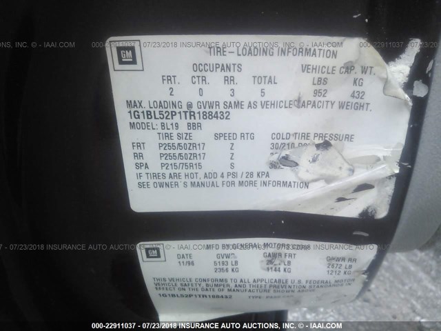 1G1BL52P1TR188432 - 1996 CHEVROLET CAPRICE / IMPALA CLASSIC/SS MAROON photo 9