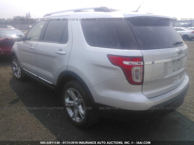 1FMHK8F88CGA73634 - 2012 FORD EXPLORER LIMITED SILVER photo 3