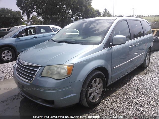 2A4RR5D18AR347347 - 2010 CHRYSLER TOWN & COUNTRY TOURING Light Blue photo 2