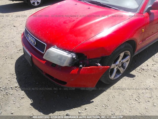 WAUGB28D6XA008987 - 1999 AUDI A4 1.8T AVANT QUATTRO RED photo 6