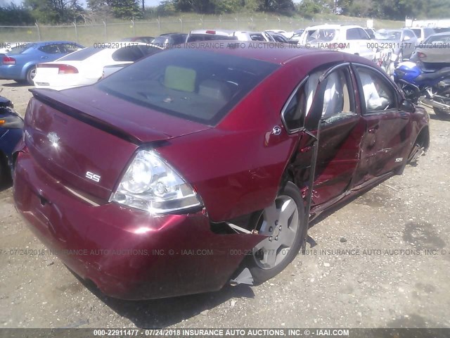 2G1WD58C779159424 - 2007 CHEVROLET IMPALA SUPER SPORT RED photo 4