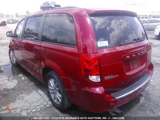 2C4RDGCG5DR685184 - 2013 DODGE GRAND CARAVAN SXT RED photo 3