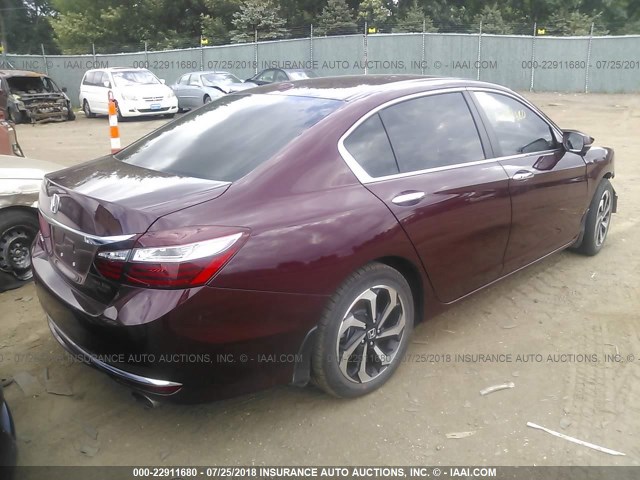 1HGCR2F81HA141873 - 2017 HONDA ACCORD EXL RED photo 4