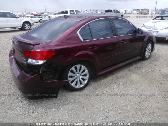 4S3BMDL65B2233366 - 2011 SUBARU LEGACY 3.6R LIMITED MAROON photo 4