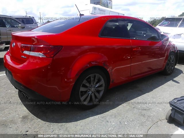 KNAFW6A35C5622750 - 2012 KIA FORTE SX RED photo 4