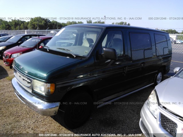 1FDRE1422XHA94481 - 1999 FORD ECONOLINE E150 VAN GREEN photo 2