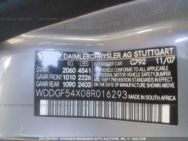 WDDGF54X08R016293 - 2008 MERCEDES-BENZ C 300 SILVER photo 9