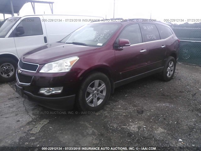 1GNLRGED4AS125376 - 2010 CHEVROLET TRAVERSE LT MAROON photo 2
