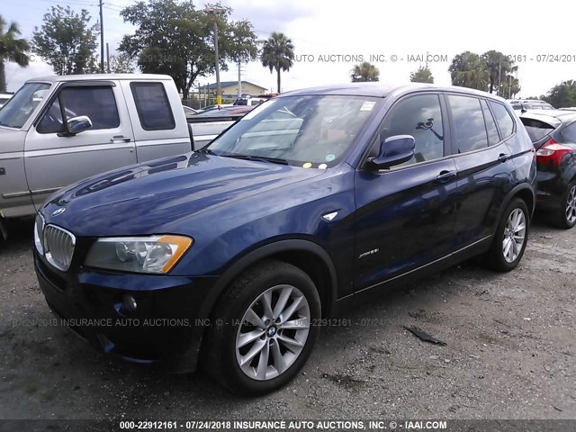 5UXWX9C52D0A27872 - 2013 BMW X3 XDRIVE28I BLUE photo 2