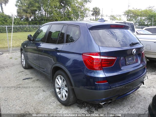 5UXWX9C52D0A27872 - 2013 BMW X3 XDRIVE28I BLUE photo 3