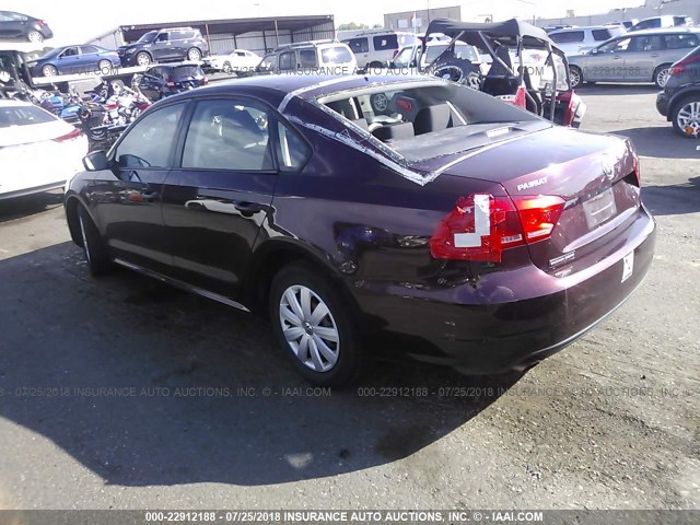 1VWAP7A33DC046523 - 2013 VOLKSWAGEN PASSAT S BURGUNDY photo 3