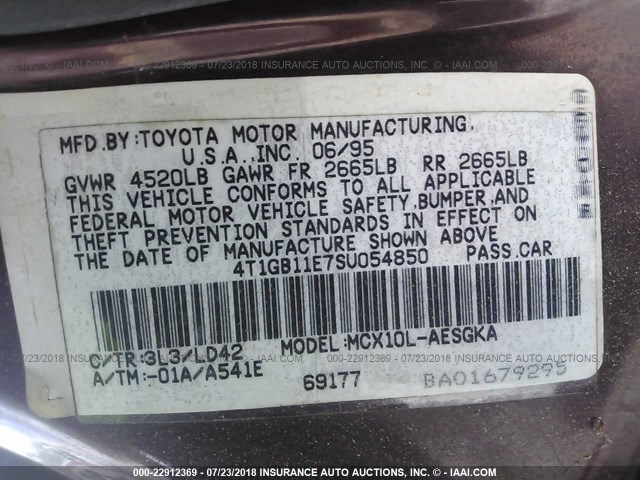 4T1GB11E7SU054850 - 1995 TOYOTA AVALON XLS RED photo 9