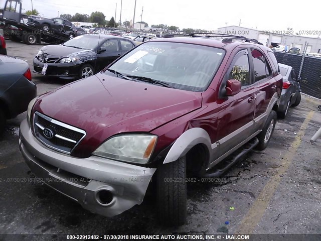 KNDJC733355364966 - 2005 KIA SORENTO EX/LX RED photo 2