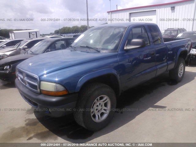 1D7HG32N64S719553 - 2004 DODGE DAKOTA SPORT BLUE photo 2