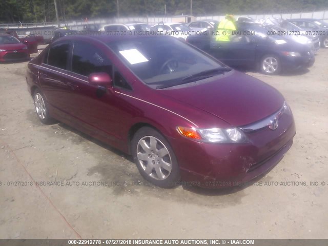 1HGFA165X6L044970 - 2006 HONDA CIVIC LX RED photo 1