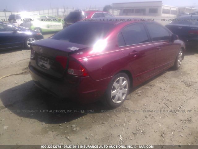 1HGFA165X6L044970 - 2006 HONDA CIVIC LX RED photo 4