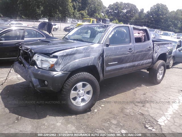 5TFJU4GN9EX058902 - 2014 TOYOTA TACOMA DOUBLE CAB PRERUNNER GRAY photo 2