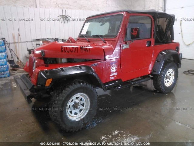 1J4FY19S0WP769928 - 1998 JEEP WRANGLER / TJ SPORT RED photo 2