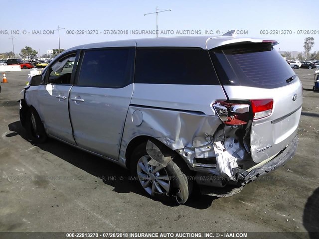 KNDMA5C15G6183080 - 2016 KIA SEDONA L SILVER photo 3