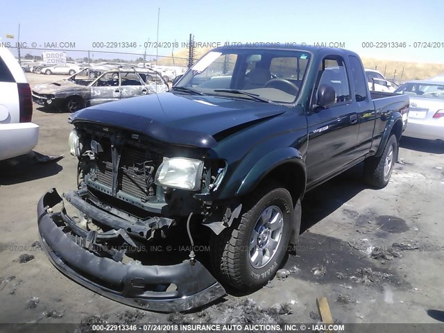 5TEWN72NX1Z763593 - 2001 TOYOTA TACOMA XTRACAB GREEN photo 2