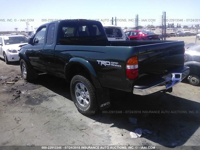 5TEWN72NX1Z763593 - 2001 TOYOTA TACOMA XTRACAB GREEN photo 3