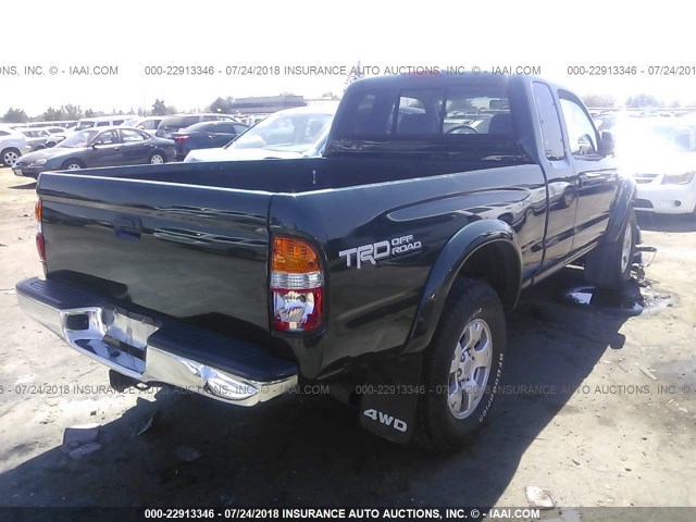 5TEWN72NX1Z763593 - 2001 TOYOTA TACOMA XTRACAB GREEN photo 4