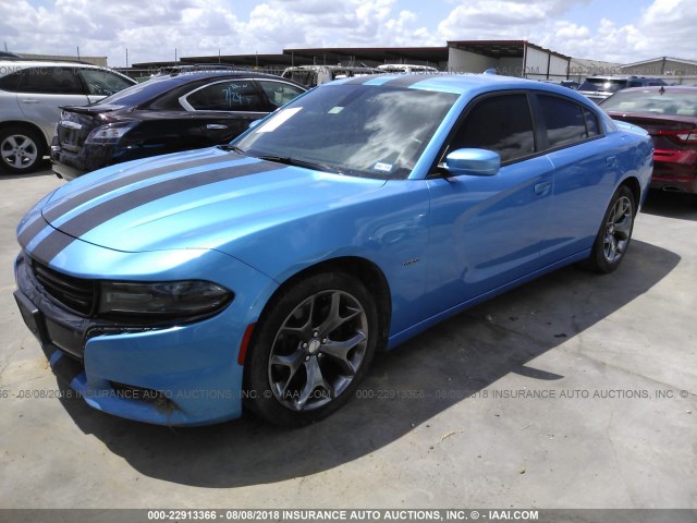 2C3CDXCT6GH179512 - 2016 DODGE CHARGER R/T BLUE photo 2