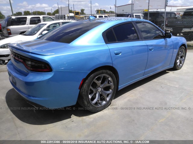 2C3CDXCT6GH179512 - 2016 DODGE CHARGER R/T BLUE photo 4