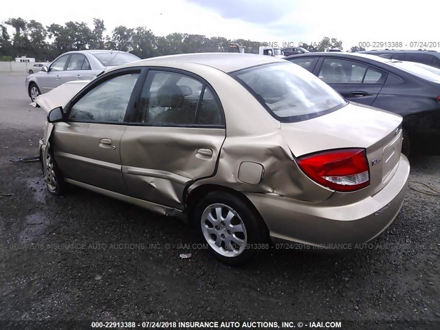 KNADC125846301025 - 2004 KIA RIO GOLD photo 3