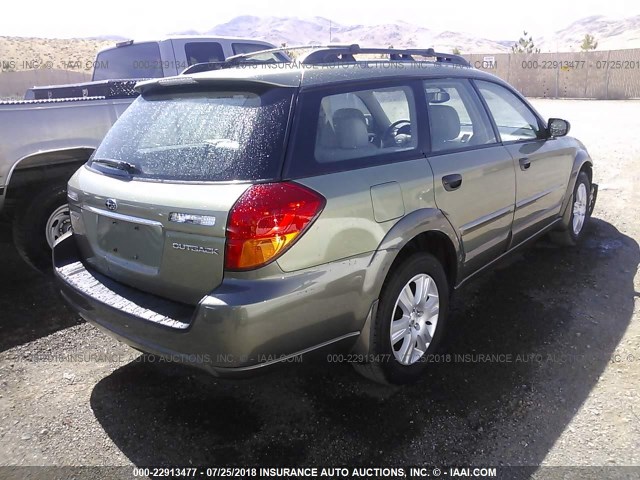 4S4BP61C257339837 - 2005 SUBARU LEGACY OUTBACK 2.5I GREEN photo 4