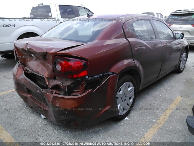1C3CDZAB8CN243749 - 2012 DODGE AVENGER SE ORANGE photo 4