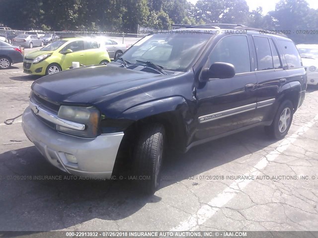 1GNDT13S622448866 - 2002 CHEVROLET TRAILBLAZER  BLACK photo 2