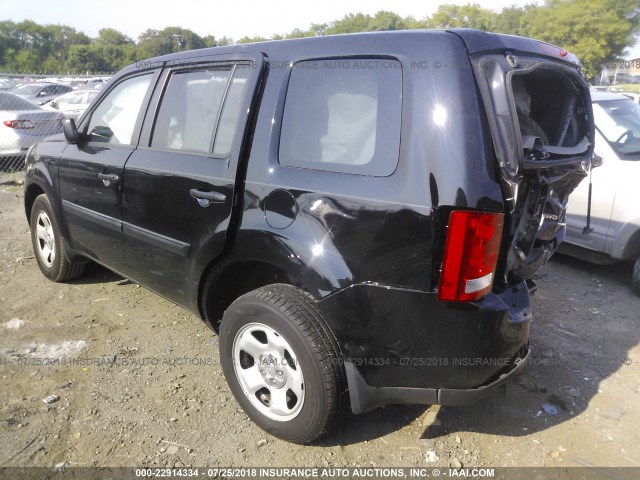 5FNYF4H21CB002389 - 2012 HONDA PILOT LX BLACK photo 3