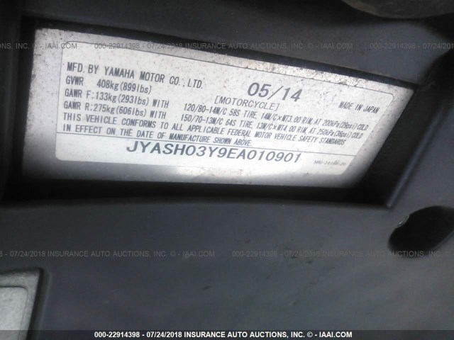 JYASH03Y9EA010901 - 2014 YAMAHA YP400 RED photo 10