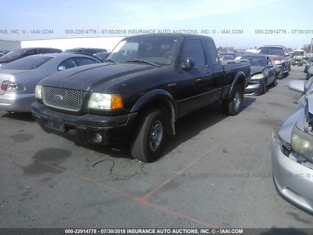 1FTYR14U22PA76471 - 2002 FORD RANGER SUPER CAB BLACK photo 2