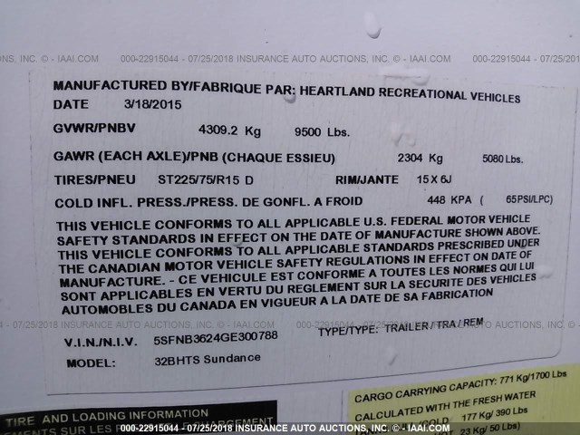 5SFNB3624GE300788 - 2016 HEARTLAND SUNDANCE XLT ULTRA LITE  Unknown photo 9