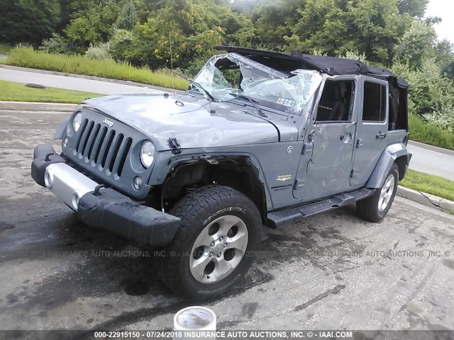 1C4BJWEG1EL122323 - 2014 JEEP WRANGLER UNLIMITE SAHARA GRAY photo 2