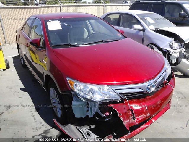 4T1BD1FK6CU029734 - 2012 TOYOTA CAMRY HYBRID/LE/XLE RED photo 1