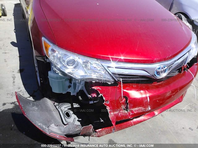 4T1BD1FK6CU029734 - 2012 TOYOTA CAMRY HYBRID/LE/XLE 红色 照片 6