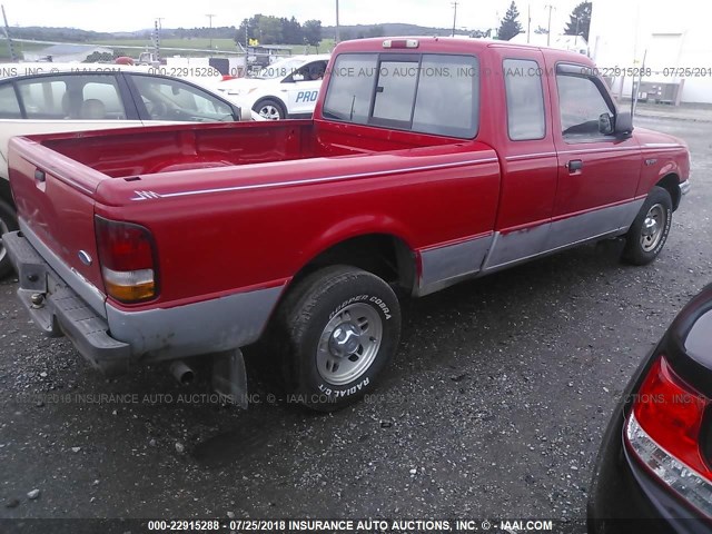 1FTCR14UXTPB04626 - 1996 FORD RANGER SUPER CAB RED photo 4
