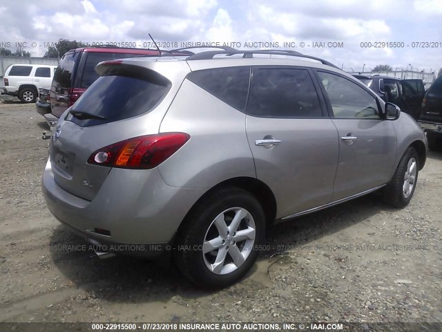 JN8AZ18U79W009882 - 2009 NISSAN MURANO S/SL TAN photo 4