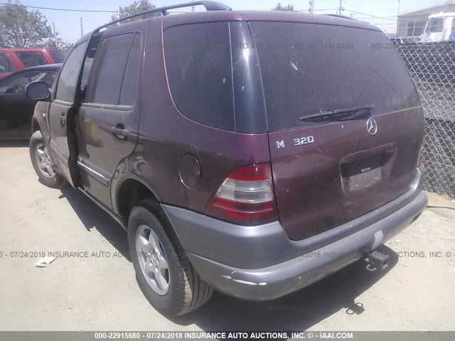 4JGAB54E2XA074215 - 1999 MERCEDES-BENZ ML 320 BURGUNDY photo 3