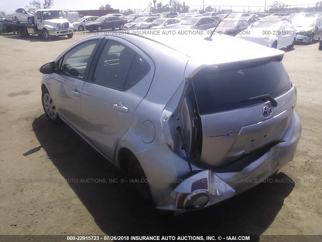 JTDKDTB3XC1509775 - 2012 TOYOTA PRIUS C SILVER photo 3