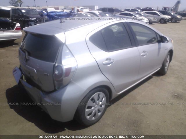 JTDKDTB3XC1509775 - 2012 TOYOTA PRIUS C SILVER photo 4