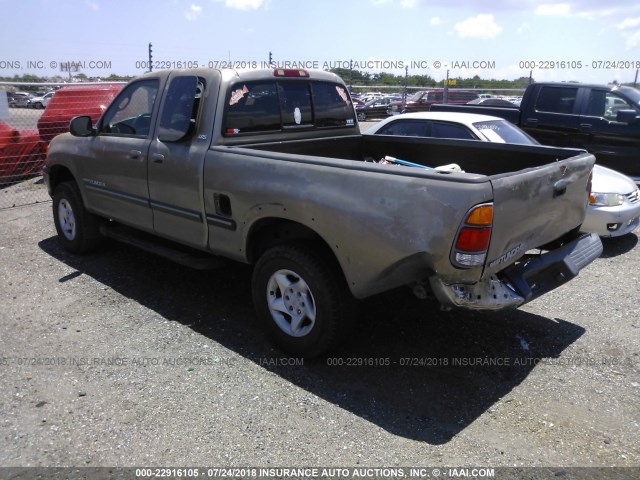 5TBRN34102S300045 - 2002 TOYOTA TUNDRA ACCESS CAB SR5 TAN photo 3