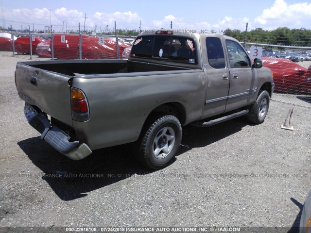 5TBRN34102S300045 - 2002 TOYOTA TUNDRA ACCESS CAB SR5 TAN photo 4